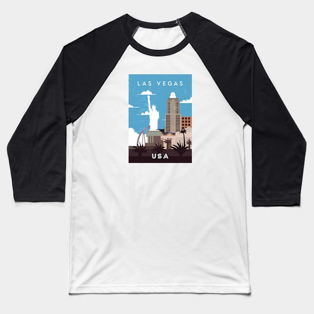 Las Vegas, USA. Retro travel poster Baseball T-Shirt by GreekTavern